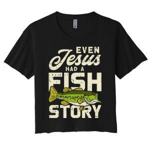 Jesus Fish Story Fisherman God Christ Fishing Christian Gift Women's Crop Top Tee