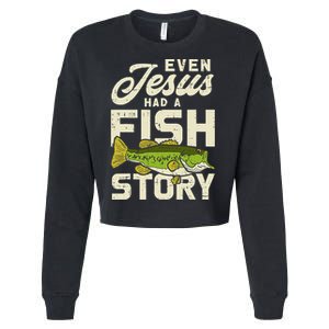 Jesus Fish Story Fisherman God Christ Fishing Christian Gift Cropped Pullover Crew