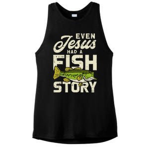 Jesus Fish Story Fisherman God Christ Fishing Christian Gift Ladies PosiCharge Tri-Blend Wicking Tank