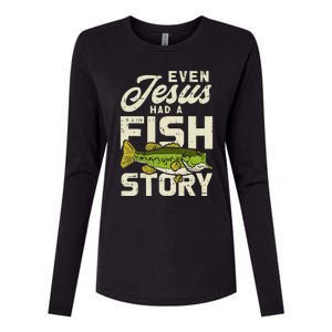 Jesus Fish Story Fisherman God Christ Fishing Christian Gift Womens Cotton Relaxed Long Sleeve T-Shirt