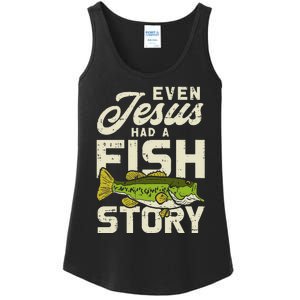 Jesus Fish Story Fisherman God Christ Fishing Christian Gift Ladies Essential Tank