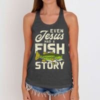 Jesus Fish Story Fisherman God Christ Fishing Christian Gift Women's Knotted Racerback Tank