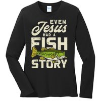 Jesus Fish Story Fisherman God Christ Fishing Christian Gift Ladies Long Sleeve Shirt