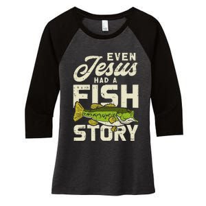 Jesus Fish Story Fisherman God Christ Fishing Christian Gift Women's Tri-Blend 3/4-Sleeve Raglan Shirt