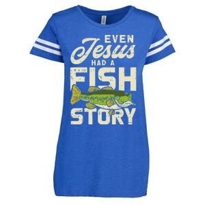 Jesus Fish Story Fisherman God Christ Fishing Christian Gift Enza Ladies Jersey Football T-Shirt