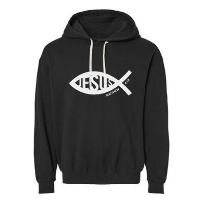 Jesus Fish Symbol Christian Garment-Dyed Fleece Hoodie