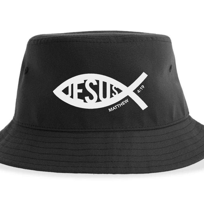 Jesus Fish Symbol Christian Sustainable Bucket Hat