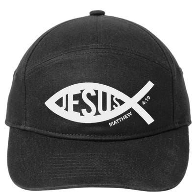 Jesus Fish Symbol Christian 7-Panel Snapback Hat