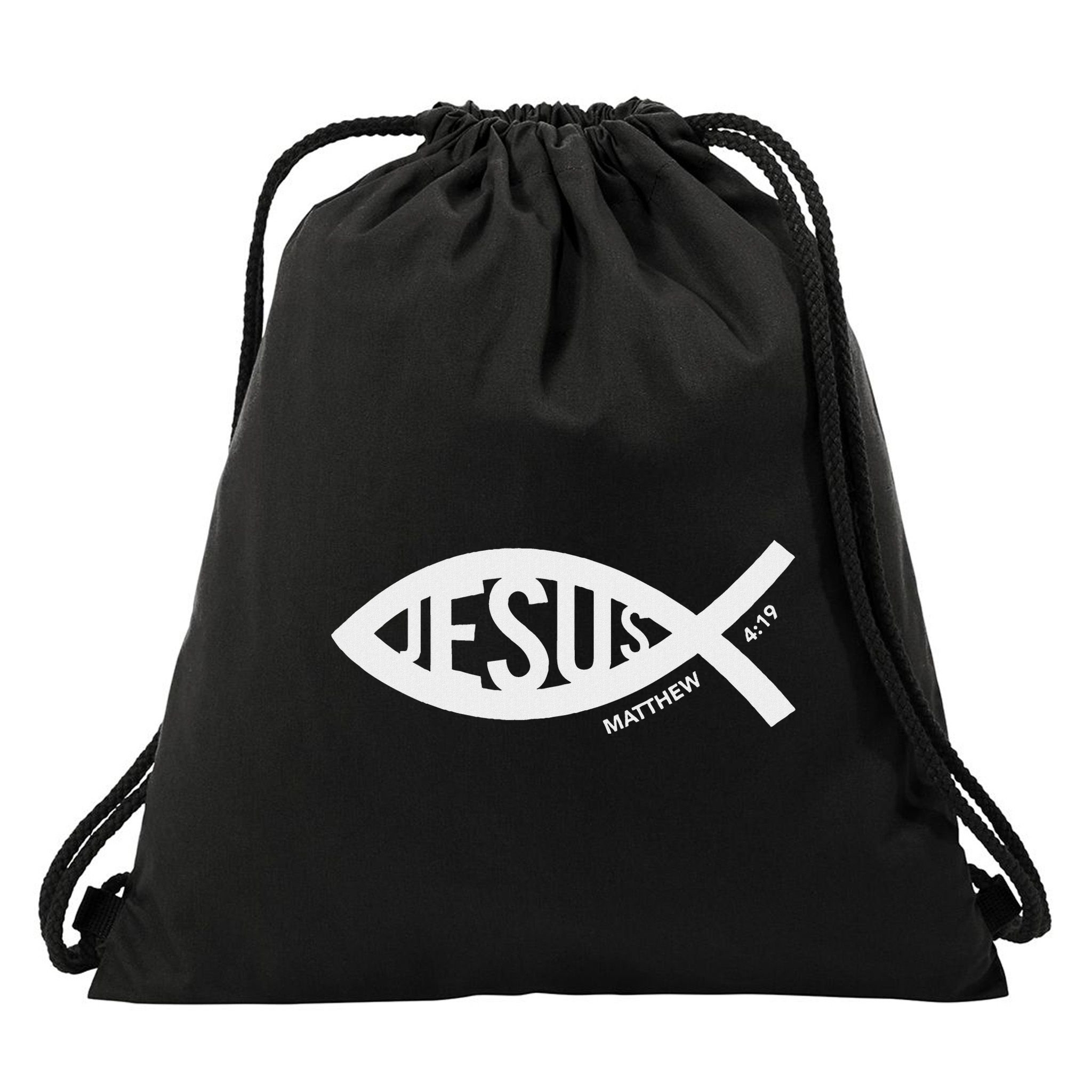 Jesus Fish Symbol Christian Drawstring Bag