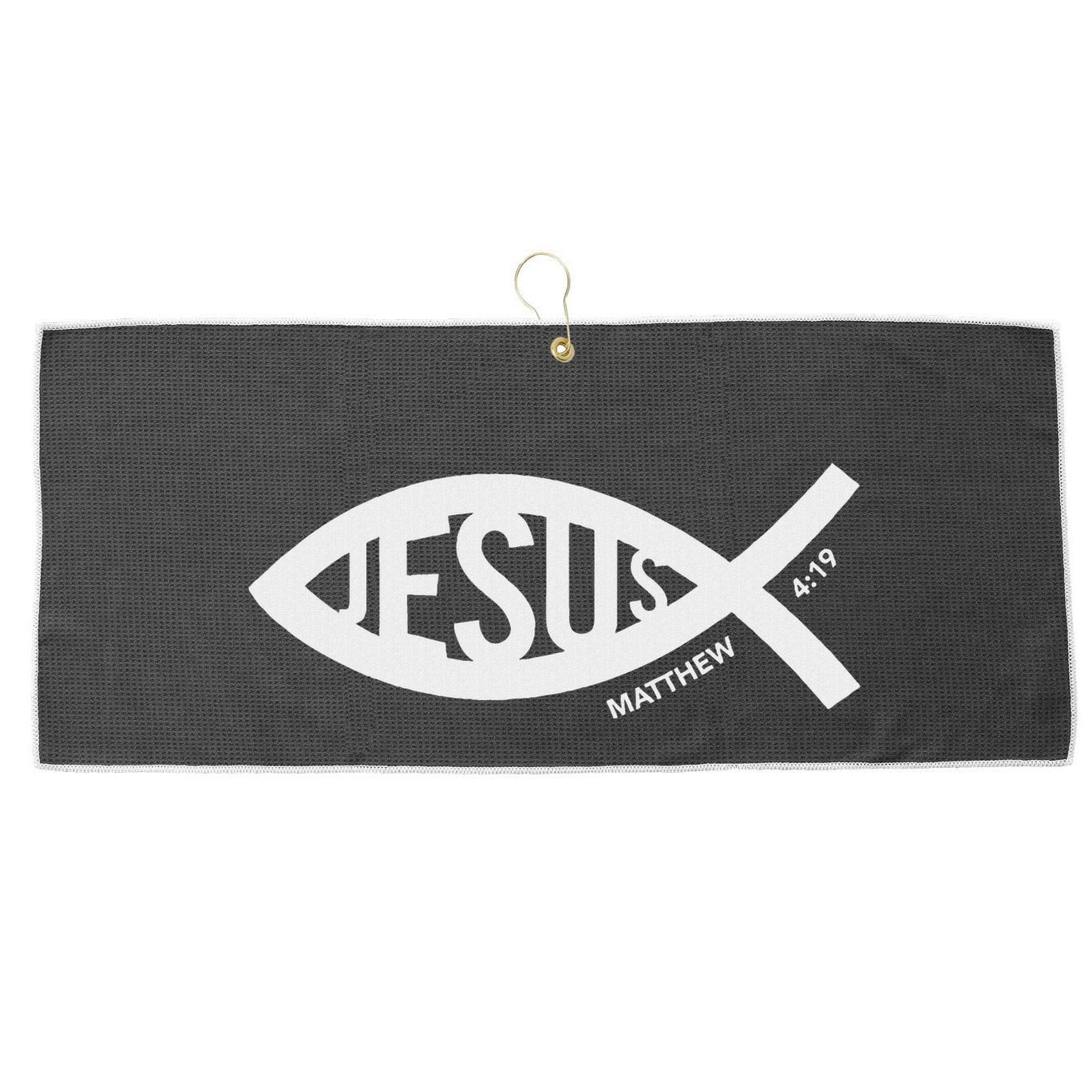 Jesus Fish Symbol Christian Large Microfiber Waffle Golf Towel