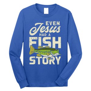 Jesus Fish Story Fisherman God Christ Fishing Christian Gift Long Sleeve Shirt