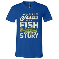 Jesus Fish Story Fisherman God Christ Fishing Christian Gift V-Neck T-Shirt