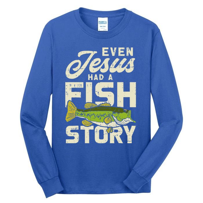 Jesus Fish Story Fisherman God Christ Fishing Christian Gift Tall Long Sleeve T-Shirt