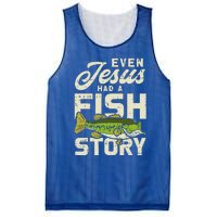 Jesus Fish Story Fisherman God Christ Fishing Christian Gift Mesh Reversible Basketball Jersey Tank