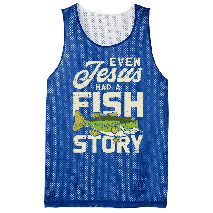 Jesus Fish Story Fisherman God Christ Fishing Christian Gift Mesh Reversible Basketball Jersey Tank