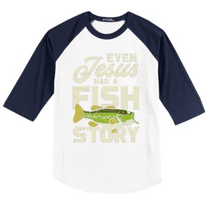 Jesus Fish Story Fisherman God Christ Fishing Christian Gift Baseball Sleeve Shirt