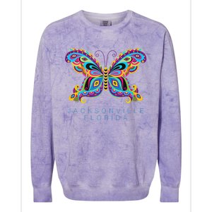 Jacksonville Florida Souvenir Butterfly Graphic Colorblast Crewneck Sweatshirt