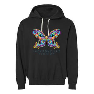 Jacksonville Florida Souvenir Butterfly Graphic Garment-Dyed Fleece Hoodie