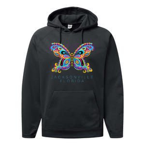 Jacksonville Florida Souvenir Butterfly Graphic Performance Fleece Hoodie