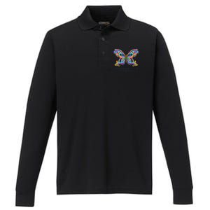 Jacksonville Florida Souvenir Butterfly Graphic Performance Long Sleeve Polo