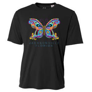 Jacksonville Florida Souvenir Butterfly Graphic Cooling Performance Crew T-Shirt