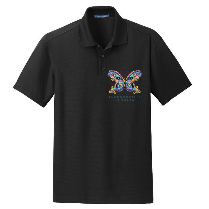 Jacksonville Florida Souvenir Butterfly Graphic Dry Zone Grid Polo