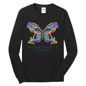 Jacksonville Florida Souvenir Butterfly Graphic Tall Long Sleeve T-Shirt