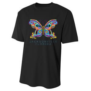 Jacksonville Florida Souvenir Butterfly Graphic Performance Sprint T-Shirt