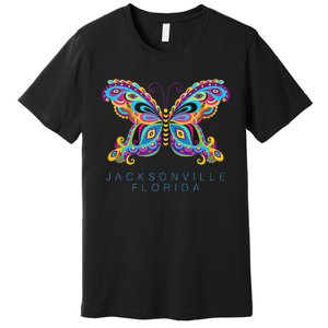 Jacksonville Florida Souvenir Butterfly Graphic Premium T-Shirt