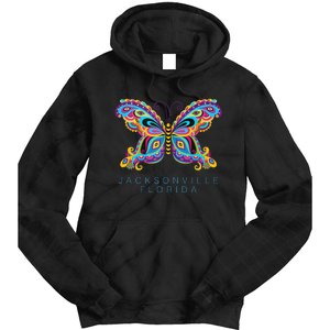 Jacksonville Florida Souvenir Butterfly Graphic Tie Dye Hoodie