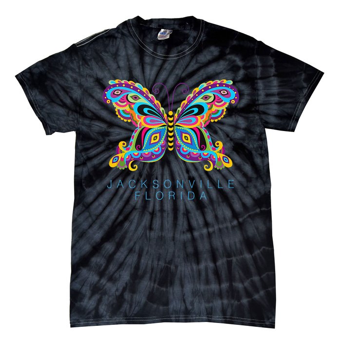 Jacksonville Florida Souvenir Butterfly Graphic Tie-Dye T-Shirt