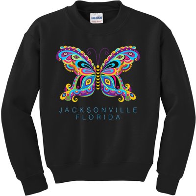 Jacksonville Florida Souvenir Butterfly Graphic Kids Sweatshirt