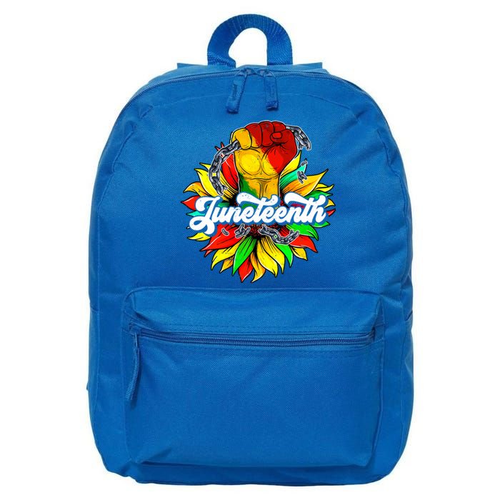 Juneteenth Fist Sunflower Black History Africa America Pride Cute Gift 16 in Basic Backpack