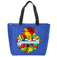 Juneteenth Fist Sunflower Black History Africa America Pride Cute Gift Zip Tote Bag