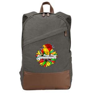 Juneteenth Fist Sunflower Black History Africa America Pride Cute Gift Cotton Canvas Backpack