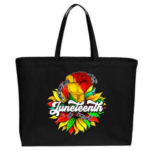 Juneteenth Fist Sunflower Black History Africa America Pride Cute Gift Cotton Canvas Jumbo Tote