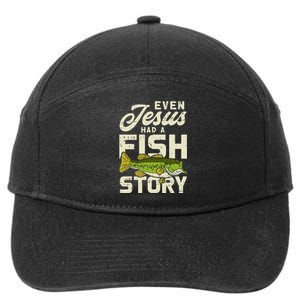 Jesus Fish Story Fisherman God Christ Fishing 7-Panel Snapback Hat