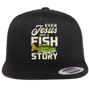 Jesus Fish Story Fisherman God Christ Fishing Flat Bill Trucker Hat