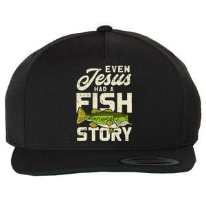 Jesus Fish Story Fisherman God Christ Fishing Wool Snapback Cap