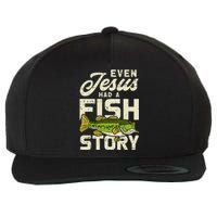 Jesus Fish Story Fisherman God Christ Fishing Wool Snapback Cap