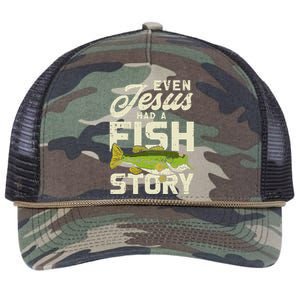 Jesus Fish Story Fisherman God Christ Fishing Retro Rope Trucker Hat Cap