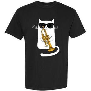 Jazz Funk Soul Cool Cute Cat Playing Trumpet Garment-Dyed Heavyweight T-Shirt