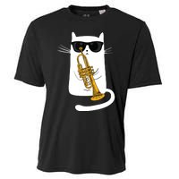 Jazz Funk Soul Cool Cute Cat Playing Trumpet Cooling Performance Crew T-Shirt