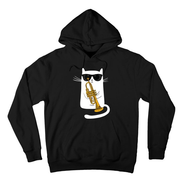 Jazz Funk Soul Cool Cute Cat Playing Trumpet Hoodie