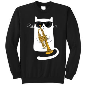 Jazz Funk Soul Cool Cute Cat Playing Trumpet Sweatshirt