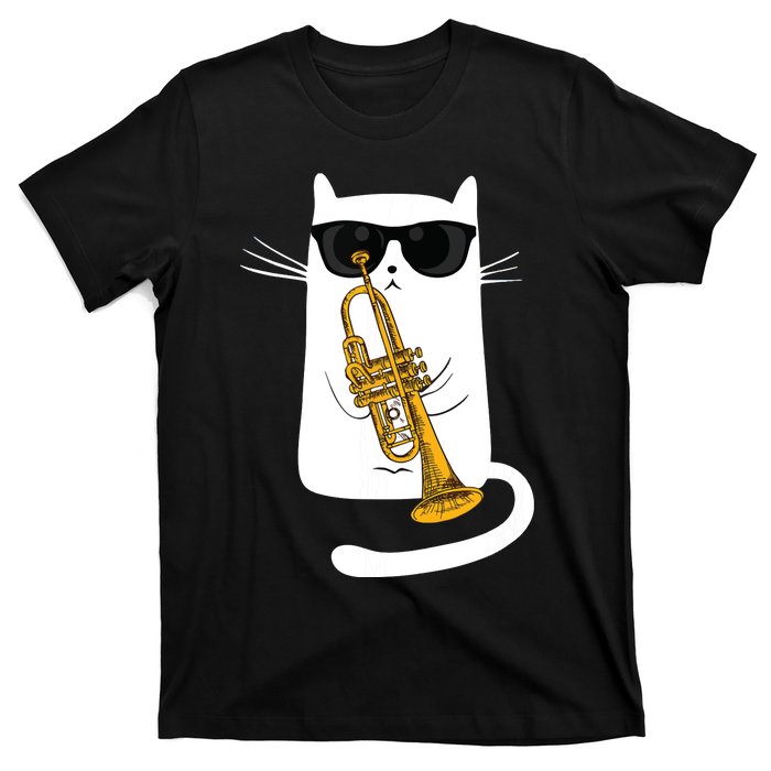 Jazz Funk Soul Cool Cute Cat Playing Trumpet T-Shirt