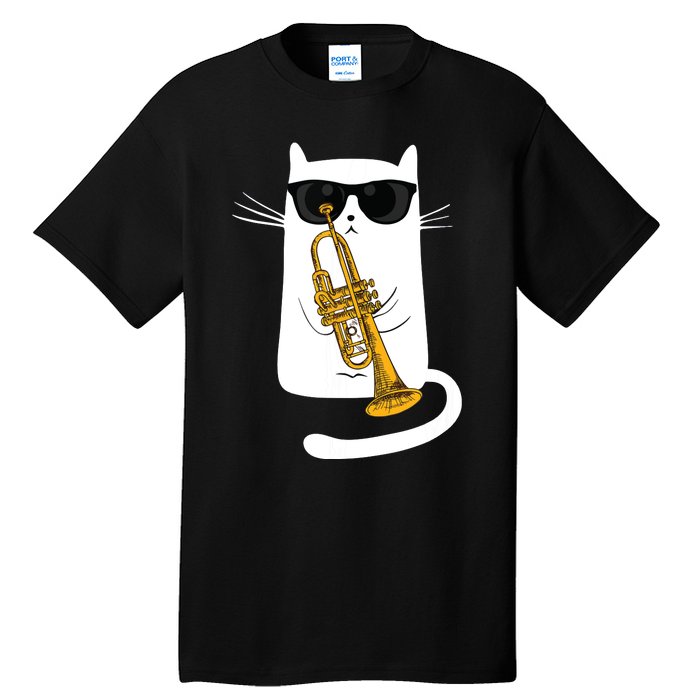 Jazz Funk Soul Cool Cute Cat Playing Trumpet Tall T-Shirt