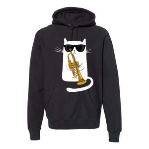 Jazz Funk Soul Cool Cute Cat Playing Trumpet Premium Hoodie