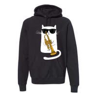 Jazz Funk Soul Cool Cute Cat Playing Trumpet Premium Hoodie