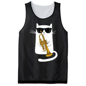 Jazz Funk Soul Cool Cute Cat Playing Trumpet Mesh Reversible Basketball Jersey Tank